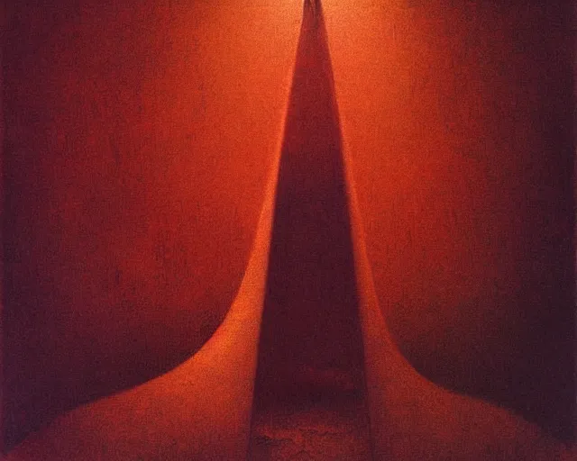 Image similar to by francis bacon, beksinski, mystical redscale photography evocative. devotion to the scarlet woman, priestess in a conical hat, vision quest, insight, divine presence