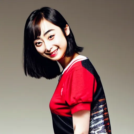 Image similar to suzu Hirose wearing a Coca Cola top