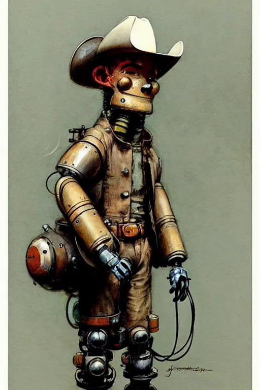 Image similar to (((((1950s robot cowboy. muted colors.))))) by Jean-Baptiste Monge !!!!!!!!!!!!!!!!!!!!!!!!!!!