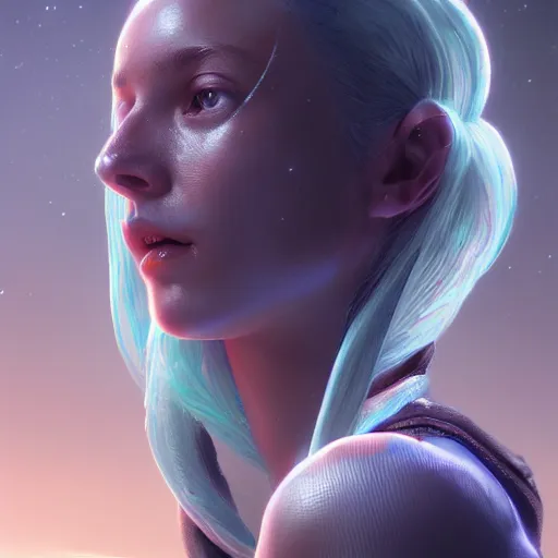 Prompt: space girl, 8 k uhd, unreal engine, reflected chrome, octane render in the artstyle of greg rutkowski tom bagshaw, unreal engine 5, highly detailed face, true anatomy!, extremely detailed!, fishnets, dystopian, details visible, octane render