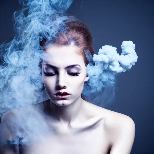 Image similar to woman character made of smoke, elegant, beautiful, 8 k, hyper real photo