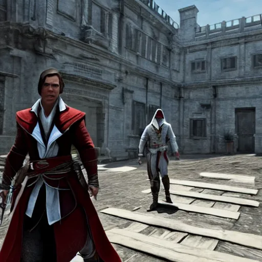 Prompt: benedict cumberbatch in assassins creed, official screenshot