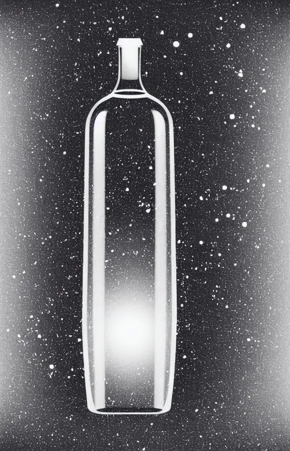 Image similar to liquid universe inside a bottle, minimalist artwork