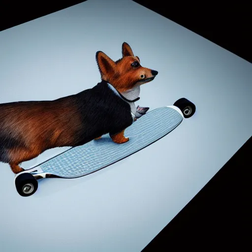 Prompt: corgi riding a skate board concept art, ultra realistic, digital art, gothic, rich deep colors, smooth shadows, high resolution, cinematic