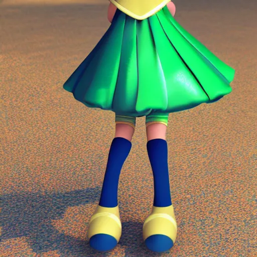 Prompt: cute fumo plush of a girl in a green and gold and blue shiny dress, lens flare, anime girl, vray