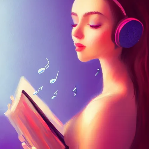 Image similar to a beautiful woman listening to music by Anna Nikonova, digital art, trending on artstation