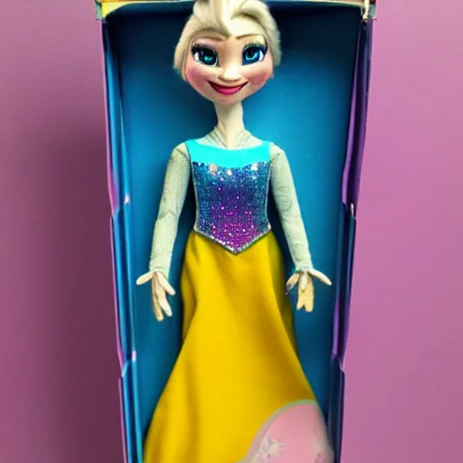 Prompt: Elsa from Frozen as a Rainbow High Doll