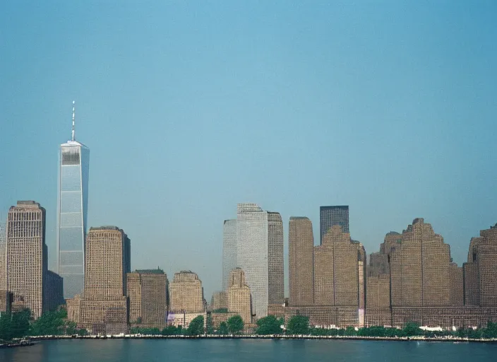 Prompt: 9 / 1 1 twin towers directed by wes anderson, perfect symmetry and composition, cinestill 8 0 0 t film