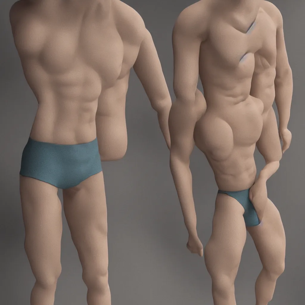 Prompt: full body male on a swimsuit photographed by liselotte habets with juno birch make up, digital art, redshift render, hyperrealistic