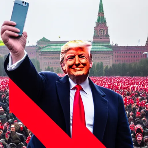 Image similar to Donald Trump selfie in a red square