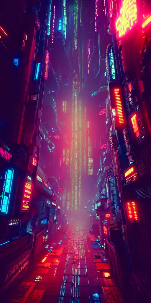 Image similar to epic cyberpunk arcade city : : blade runner, james guilleard, beeple, laurie greasley, dan mcpharlin : : ornate, dynamic, particulate, rich colors, intricate, elegant, highly detailed, centered, artstation, smooth, sharp focus, octane render, 3 d