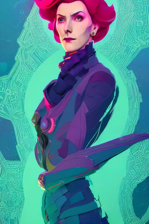 Prompt: portrait of moira from overwatch!! artstation winner by victo ngai, kilian eng and by jake parker, by conrad roset, swirly vibrant color lines, winning award masterpiece, fantastically gaudy, aesthetic octane render, 8 k hd resolution
