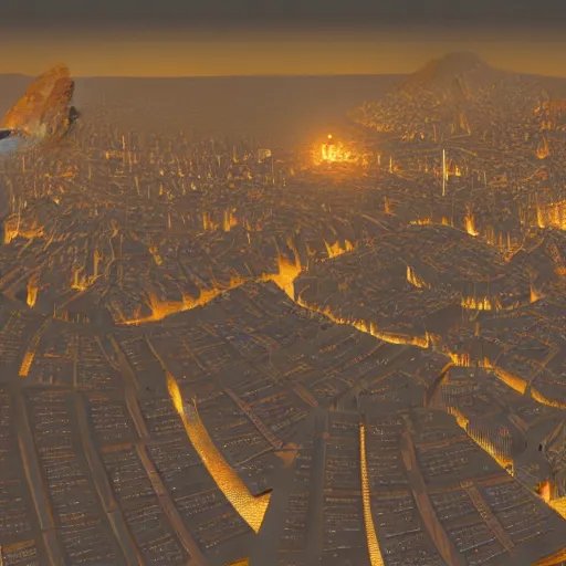 Image similar to a beautiful highly detailed rendering of a lunar eclipse city