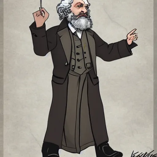 Prompt: karl marx as a character in overwatch