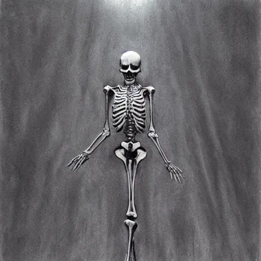 Prompt: (((((((ribs))))))) skeleton by Zdzislaw Beksinski