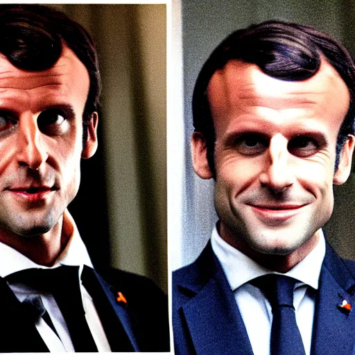 Image similar to Emmanuel Macron wearing a venitian mask in American Psycho (1999)