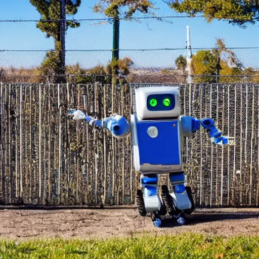 Image similar to robot jumping a fence