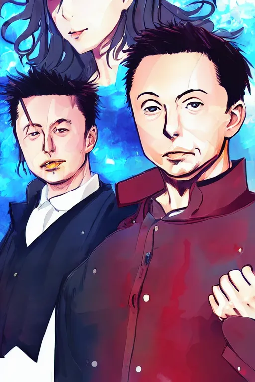 Prompt: An anime portrait of Elon Musk, portrait, full body, by Illustrator, by aniplex, pixiv trending