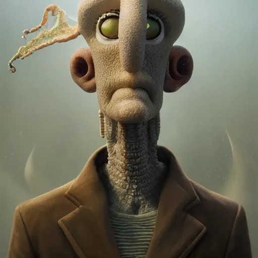 Image similar to hyperrealistic mixed media image of squidward tentacles, stunning 3 d render inspired art by greg rutkowski and xiang duan and thomas eakes, perfect symmetry, realistic, highly detailed attributes and atmosphere, dim volumetric cinematic lighting, 8 k octane extremely hyper - detailed render, post - processing, masterpiece,