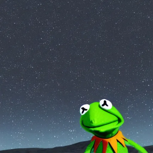 Image similar to kermit the frog in no man's sky