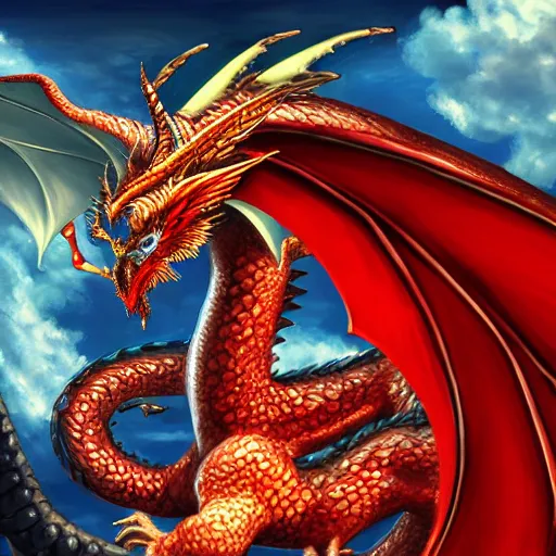 Prompt: a girl riding a dragon, the dragon is red, anime art, smooth, hd