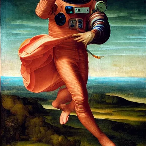 Prompt: An Astronaut floating in space in the style of an renaissance painting