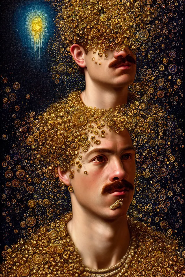 Image similar to bizarre detailed renaissance portrait of mario as a highly detailed realistic real life person, dramatic cinematic lighting, 8 k, beautiful intricate painting by james r eads and tomasz alen kopera