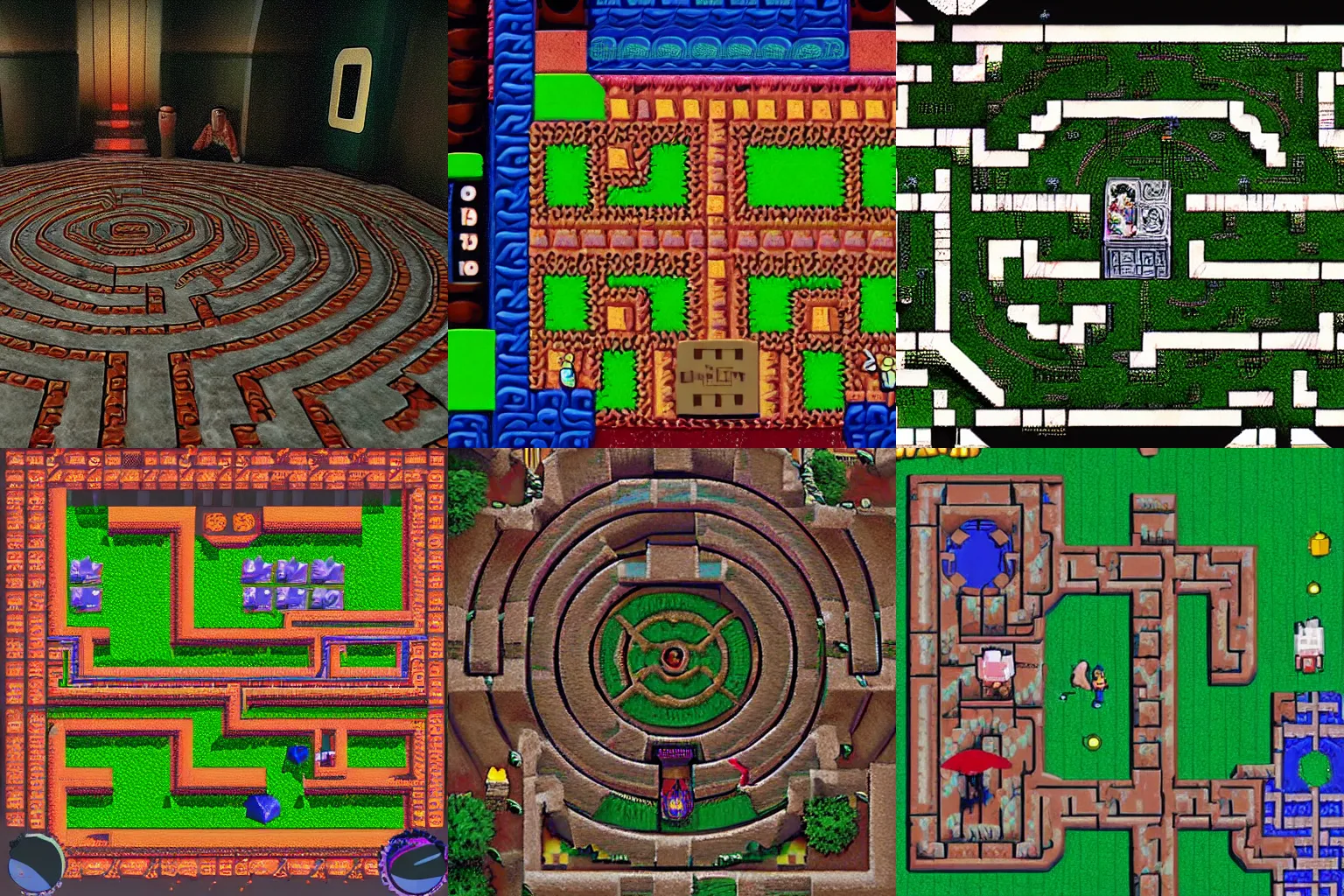 Prompt: labyrinth looking like a nintendo 64 game