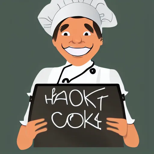 Image similar to portrait of a cook smiling at the camera, cartoon, digital art, symmetrical face