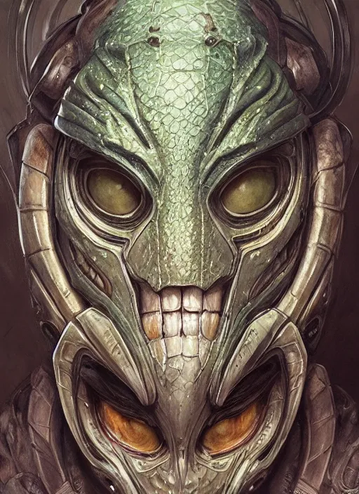 Image similar to evangeleon robots mf doom reptile eyes, robot skin. intricate, elegant, highly detailed, centered, digital painting, artstation, concept art, smooth, sharp focus, illustration, artgerm, tomasz alen kopera, peter mohrbacher, donato giancola, joseph christian leyendecker, wlop, frank frazetta