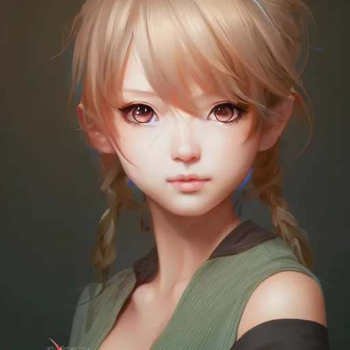 Image similar to cute girl anime portrait, extremely detailed eyes, intricate details, by stanley artgerm lau, wlop, rossdraws, james jean, andrei riabovitchev, marc simonetti, and sakimichan, tranding on artstation, unreal engine 5 rendering