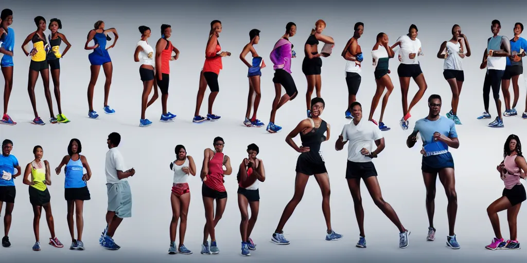 Image similar to Rough Sketch of Studio Photograph of starting line of many diverse marathon runners. multiple skintones. Frontal. Sports Advertising Campaign. Wide shot. Fashion Studio lighting. White background.