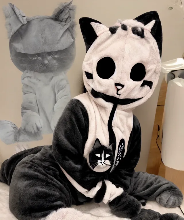 Image similar to a cat furry wearing a kigurumi