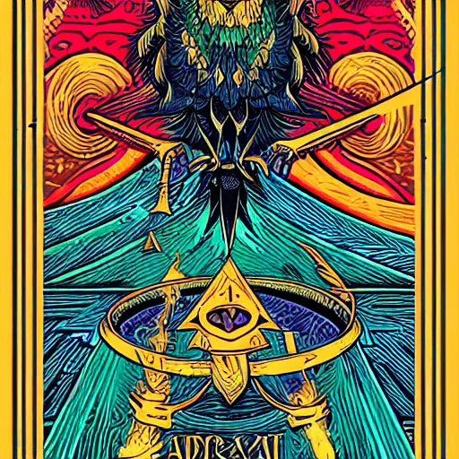 Prompt: A beautiful tarot card by dan mumford, Trending on artstation:8