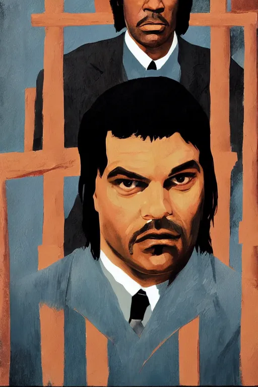 Image similar to pulp fiction painted by wes anderson