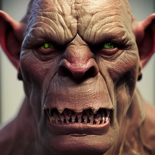 Prompt: An vicious orc portrait, highly detailed, photorealism, zbrush sculpt, substance painter, texturing XYZ, Subsurface scattering, cinematic lighting, Unreal engine 5, octane render, cinema4d, vray, redshift, keyshot, Arnold render