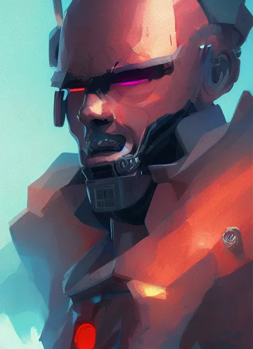 Image similar to concept art close up pourpre cyberpunk character, by shinji aramaki, by christopher balaskas, by krenz cushart