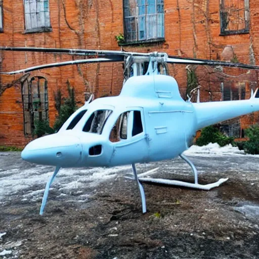 Image similar to ice-Helicopter made of ice melting in a sunny savannah