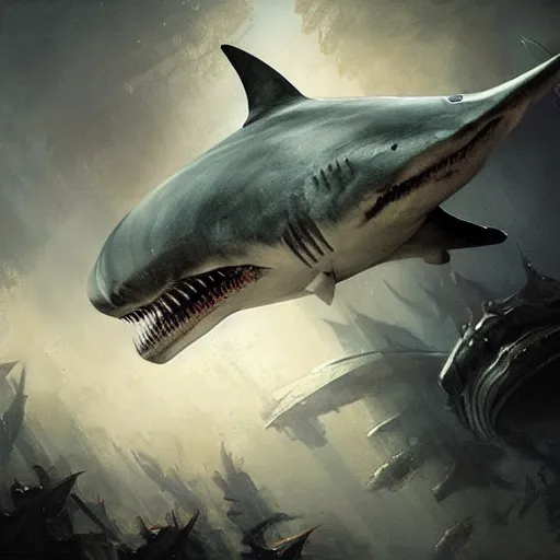 Image similar to ruan jia illustration of a shark, Alien mouth