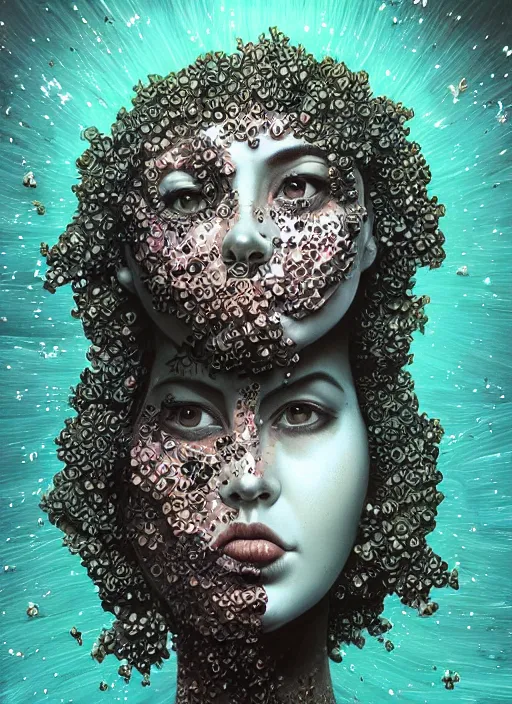 Image similar to Android goddess painting by Dan Hillier, trending on artstation, artstationHD, artstationHQ, 4k, 8k