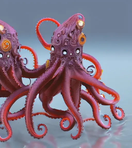 Image similar to cybernetic octopus mating with seahorses, 8K, futuristic