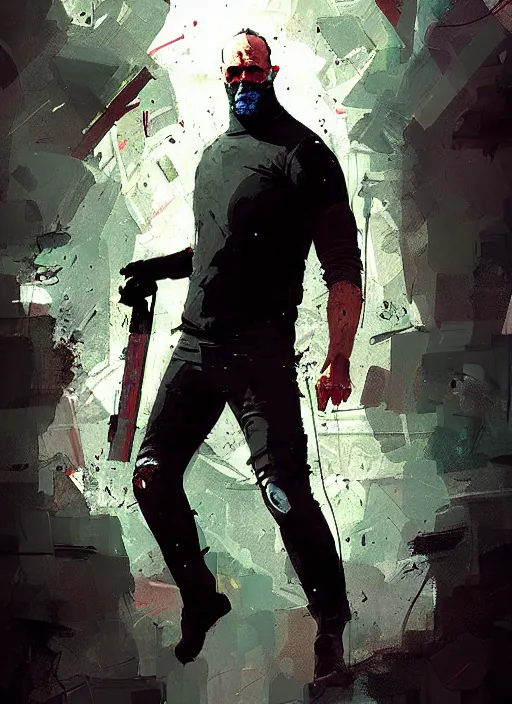 Image similar to jason statham as masked jaguar hero, by ismail inceoglu