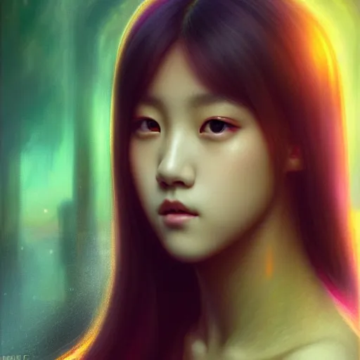 Image similar to jisoo of blackpink, hyperrealistic portrait, bladerunner street, art by artgerm and greg rutkowski and fra angelico and alphons mucha, fantasy art, photo realistic, dynamic lighting, artstation, poster, volumetric lighting, very detailed face, intricate complexity, rule of thirds, 8 k, award winning, unreal engine