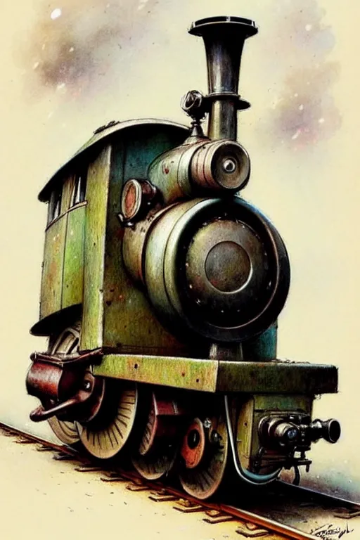 Prompt: (((((1950s train engine . muted colors.))))) by Jean-Baptiste Monge !!!!!!!!!!!!!!!!!!!!!!!!!!!