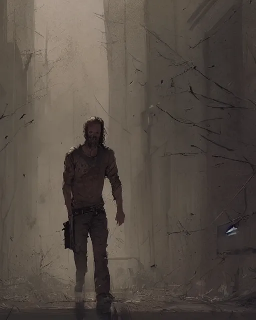 Prompt: hyper realistic photo portrait walking dead cinematic, greg rutkowski, james gurney, mignola, craig mullins, brom