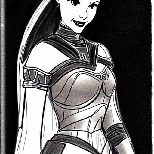 Image similar to milt kahl sketch of victoria justice as princess padme from star wars episode 3