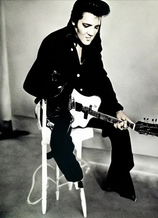 Image similar to photo of superstar elvis presley by anne leibovitz