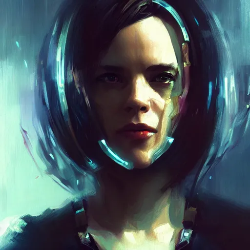 Prompt: cyberpunk rachel mcadams, oil painting, Tooth Wu, Greg Rutkowski, RPG portrait, dynamic lighting, fantasy art, High contrast, depth of field