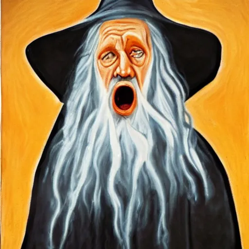 Image similar to gandalf, the scream painting