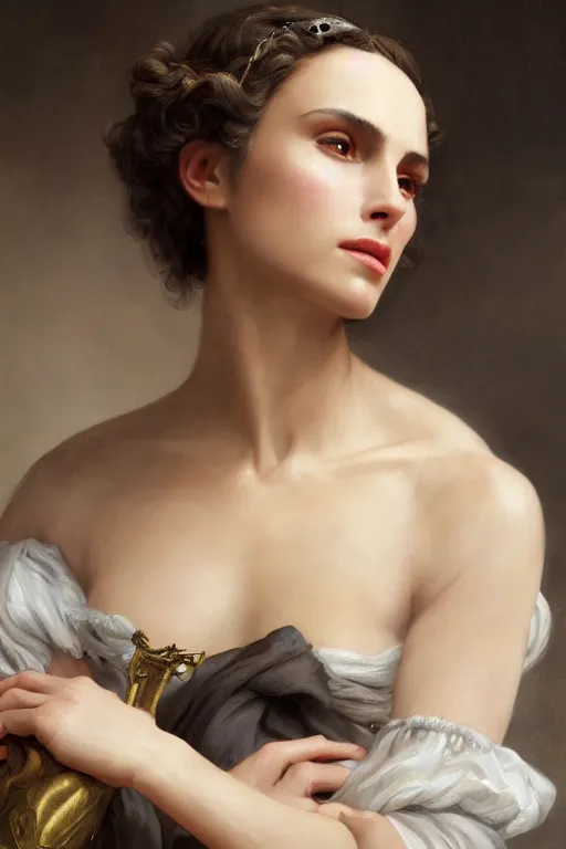 Prompt: Nathalie Portman portrait in a fantasy comic book, style portrait painting of François Boucher, Oil Painting, unreal 5, DAZ, hyperrealistic, octane render, Regal, Refined, Detailed Digital Art, RPG portrait, William-Adolphe Bouguereau, Michael Cheval, dynamic lighting, Highly Detailed, Cinematic Lighting, Unreal Engine, 8k, HD